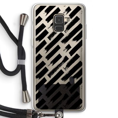 Zwarte vegen: Samsung Galaxy A8 (2018) Transparant Hoesje met koord
