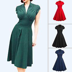 retro vintage jaren 1950 jurk a-lijn jurk swingjurk midi dames diepe v evenementen- / feestjurk Lightinthebox
