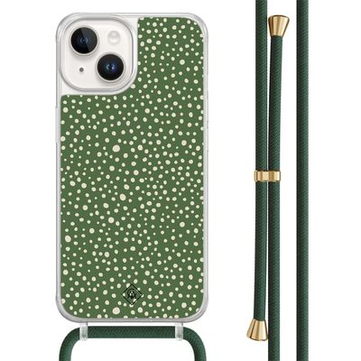 iPhone 14 hoesje met groen koord - Green dots