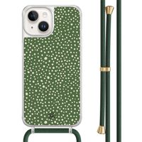 iPhone 14 hoesje met groen koord - Green dots iPhone 14 hoesje met groen koord - Green dots