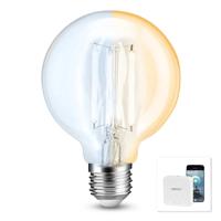 Wifi set met dual white smart filament lamp van milight 7w e27 fitting - amberkleurig g95 model - met milight module
