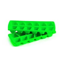 IJsblokjesvormen set 2x stuks met deksel - 24 ijsklontjes - kunststof - groen - thumbnail