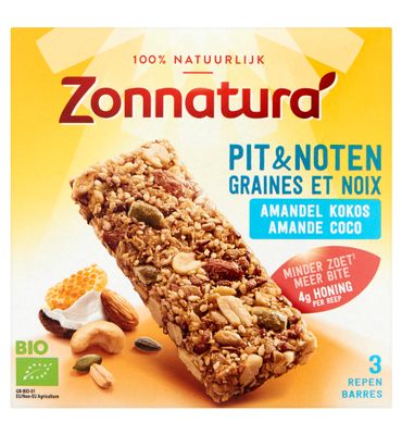 Zonnatura Zonnatura Pit En Notenreep Amandel & Kokos (3x25g)
