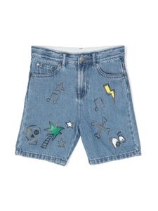 Stella McCartney Kids short en jean imprimé - Bleu