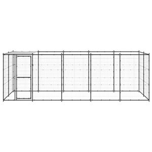 The Living Store Hondenkennel - Gepoedercoat staal - 550x220x180 cm - Draadgaas - PE dak - Zwart/zilver