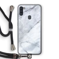 Witte marmer: Samsung Galaxy A11 Transparant Hoesje met koord