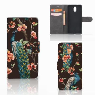 Nokia 3.1 (2018) | Telefoonhoesje | Met pasjeshouder | Pauw met Bloemen