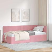Hoekbedframe met hoofdeinde Roze 90 x 200 cm Fluweel