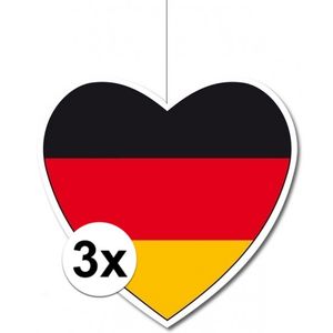 3x Duitsland hangdecoratie harten 14 cm   -