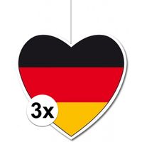 3x Duitsland hangdecoratie harten 14 cm   -