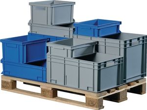 Promat Transportstapelbak | L300xB200xH120mm | grijs PP schelpgreep | zijwanden gesloten - 9000447798 9000447798