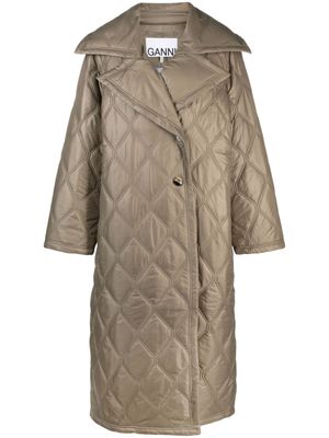GANNI manteau à design matelassé - Marron