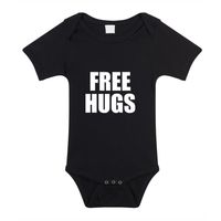 Free hugs cadeau baby rompertje zwart jongen/meisje - thumbnail
