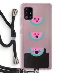 Smiley watermeloen: Samsung Galaxy A51 5G Transparant Hoesje met koord