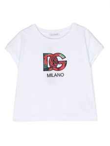 Dolce & Gabbana Kids t-shirt en coton à patch logo - Blanc