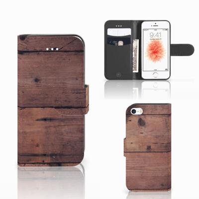 Apple iPhone 5 | 5s | SE | Book Style Case | Old Wood