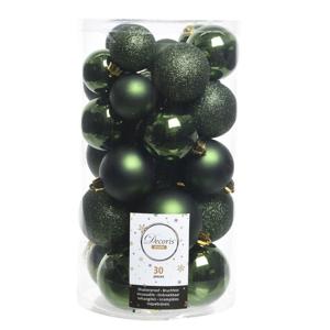 Decoris kerstballen - 30x st - donkergroen - 4-5-6 cm - kunststof - kerstversiering