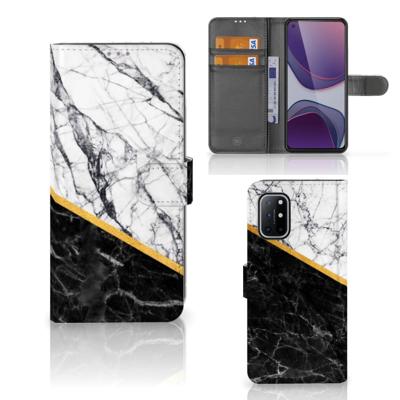 OnePlus 8T | Bookcase | Marmer Wit Zwart - Origineel Cadeau Man