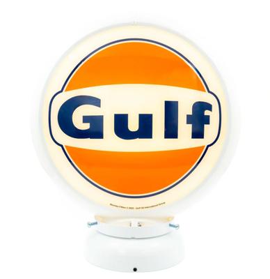 Gulf Logo PVC Benzinepomp Bol met Lampvoet - Wit/Wit