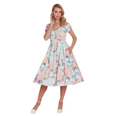 Lily Floral Swing Dress Blue Mint-XS