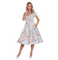 Lily Floral Swing Dress Blue Mint-XS