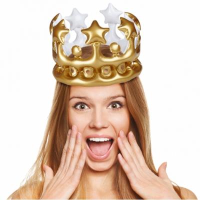 Opblaasbare verkleed kroon - pvc - goud kleur - 23 cm