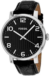 Horlogeband Fossil BQ2248 Leder Zwart 20mm