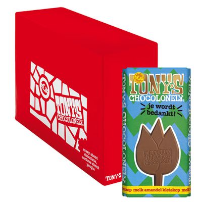 Tony&apos;s Chocolonely - Gifting bar: Je wordt bedankt! (Melk Amandel Kletskop) - 15x 180g
