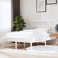 Bedframe massief hout wit 150x200 cm