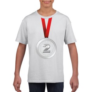 Zilveren medaille kampioen shirt wit jongens en meisjes