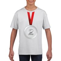 Zilveren medaille kampioen shirt wit jongens en meisjes