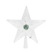 Kerst verlichte ster piek - gekleurde knipperende LED verlichting - 22,5 cm - kunststof