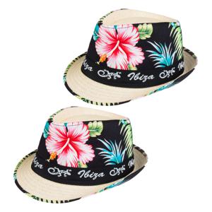 Verkleed hoedje voor Tropical Hawaii party - 2x - bloemen print - volwassenen - Carnaval/thema feest