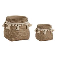 Plantenbakkenset Home ESPRIT Lichtbruin Cement Tropisch 30 x 29 x 25 cm
