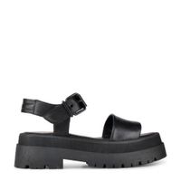 PS Poelman Korio leren chunky sandalen zwart - thumbnail