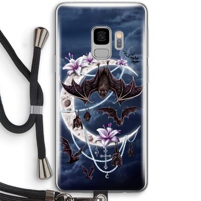 Vleermuizen Maan: Samsung Galaxy S9 Transparant Hoesje met koord