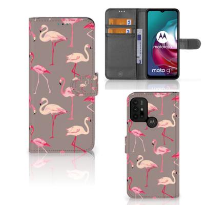 Motorola Moto G10 | G20 | G30 | Telefoonhoesje | Met pasjeshouder | Flamingo