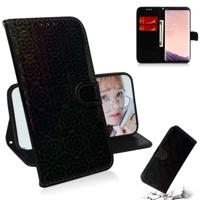 Voor Galaxy S8 effen kleur kleurrijke magnetische Buckle horizontale Flip PU lederen draagtas met houder & kaartsleuven & portemonnee & Lanyard (zwart