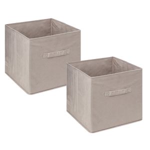 Opbergmand/kastmand - 4x stuks - 29 liter - beige - 31 x 31 x 31 cm