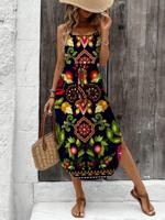 Bon&Bon Women's Tie-Dye Spaghetti Strap Slit Summer Cami Maxi Dress Multicolor_4 / M