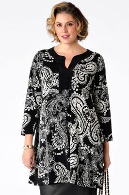 Yoek Shirt wide bot contrast SUE | Zwart | Maat XL