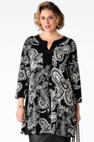 Yoek Shirt wide bot contrast SUE | Zwart | Maat L