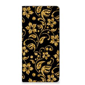 Samsung Galaxy S23 FE Smart Cover Gouden Bloemen