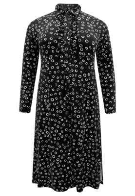 Yoek Blouse-jurk CIRCLES | Zwart | Maat 58/60