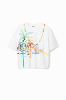 T-shirt met afbeelding en halsketting - WHITE - M T-shirt met afbeelding en halsketting - WHITE - M
