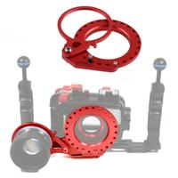 PULUZ aluminiumlegering 67mm tot 62mm Swing natte lens dioptrie adapter houder voor DSLR onderwater duiken huisvesting (rood)