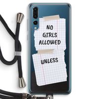 No Girls Allowed Unless: Huawei P20 Pro Transparant Hoesje met koord