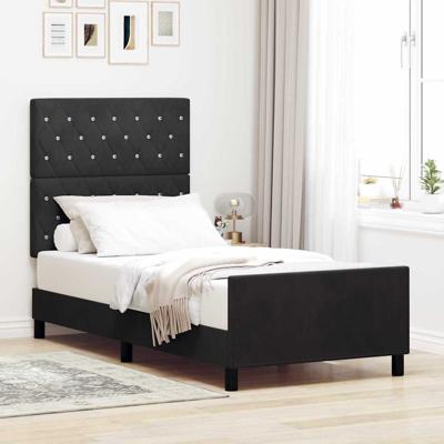 Bedframe met hoofdeinde Zwart 100 x 200 cm Fluweel