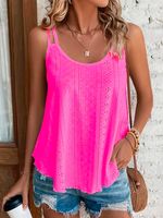 Plain Solid Eyelet Embroidery Cami Casual Cami