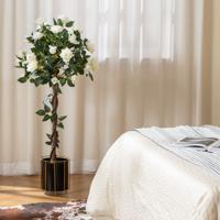 120 cm Rozenboom met Witte Rozen Kunstboom met Bloemen Kunstbloemenboom